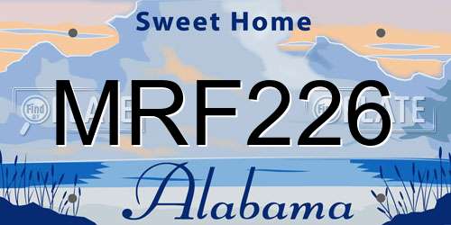 MRF226 Alabama License Plate