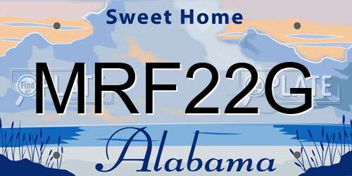 MRF22G Alabama License Plate