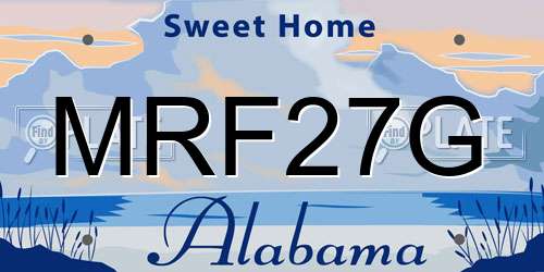 MRF27G Alabama License Plate