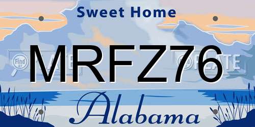 MRFZ76 Alabama License Plate