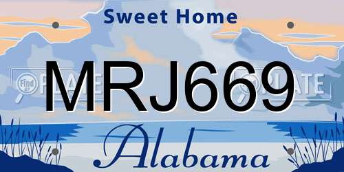 MRJ669 Alabama License Plate