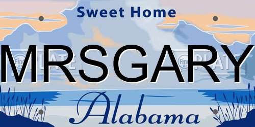 MRSGARY Alabama License Plate