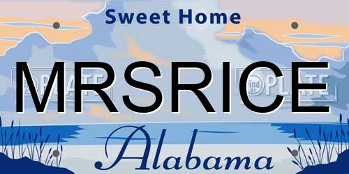 MRSRICE Alabama License Plate