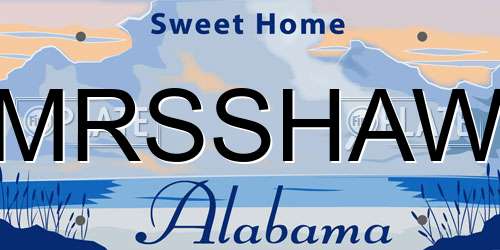 MRSSHAW Alabama License Plate