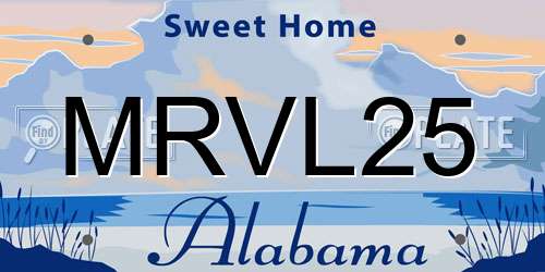 MRVL25 Alabama License Plate