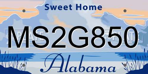 MS2G850 Alabama License Plate