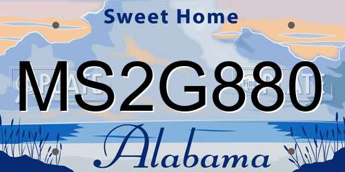MS2G880 Alabama License Plate