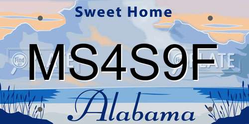 MS4S9F Alabama License Plate