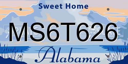 MS6T626 Alabama License Plate