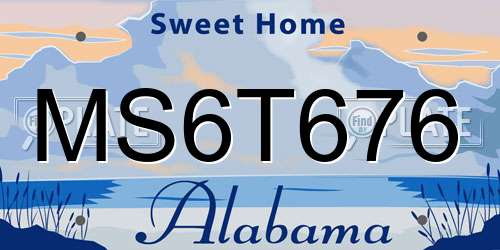 MS6T676 Alabama License Plate