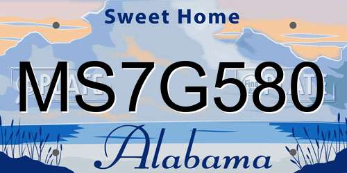 MS7G580 Alabama License Plate