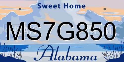 MS7G850 Alabama License Plate