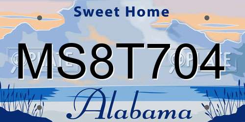 MS8T704 Alabama License Plate