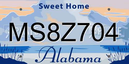 MS8Z704 Alabama License Plate