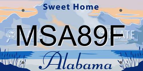 MSA89F Alabama License Plate