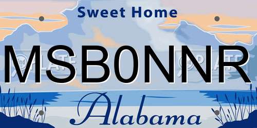MSB0NNR Alabama License Plate