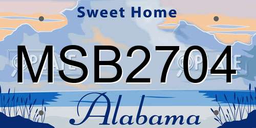 MSB2704 Alabama License Plate