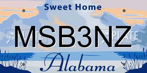 MSB3NZ Alabama License Plate