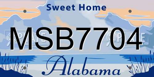 MSB7704 Alabama License Plate