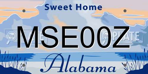 MSE00Z Alabama License Plate