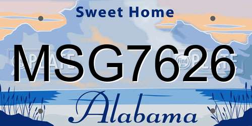 MSG7626 Alabama License Plate