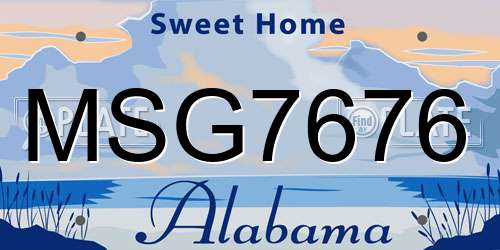 MSG7676 Alabama License Plate
