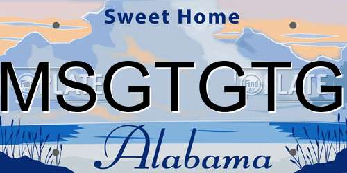 MSGTGTG Alabama License Plate
