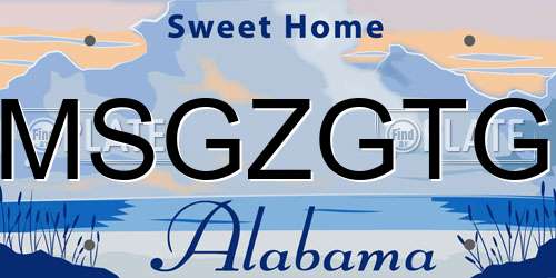 MSGZGTG Alabama License Plate