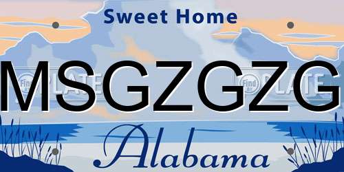 MSGZGZG Alabama License Plate