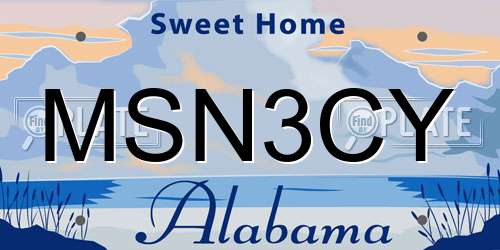 MSN3CY Alabama License Plate