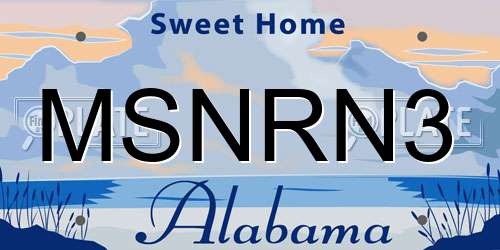 MSNRN3 Alabama License Plate