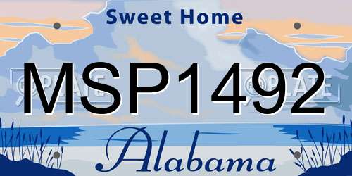 MSP1492 Alabama License Plate