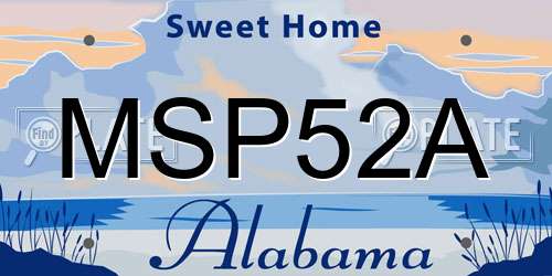 MSP52A Alabama License Plate