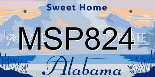 MSP824 Alabama License Plate