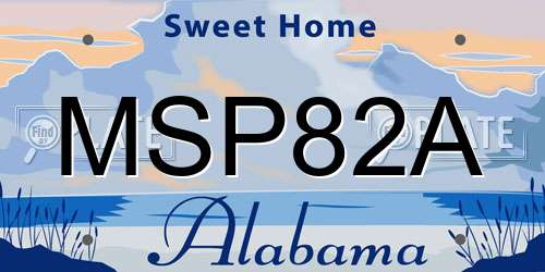 MSP82A Alabama License Plate