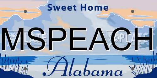 MSPEACH Alabama License Plate