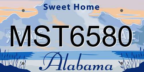 MST6580 Alabama License Plate