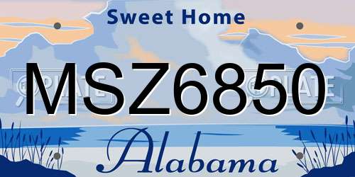 MSZ6850 Alabama License Plate