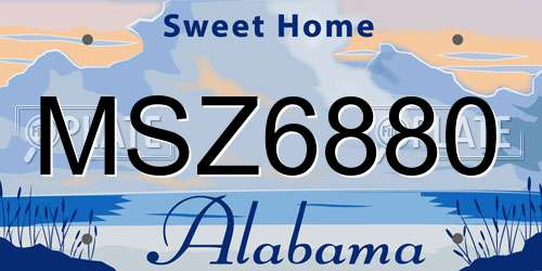 MSZ6880 Alabama License Plate