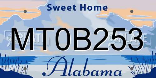 MT0B253 Alabama License Plate