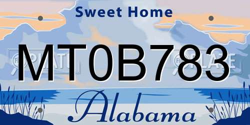 MT0B783 Alabama License Plate