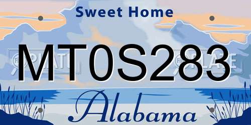 MT0S283 Alabama License Plate