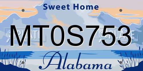 MT0S753 Alabama License Plate