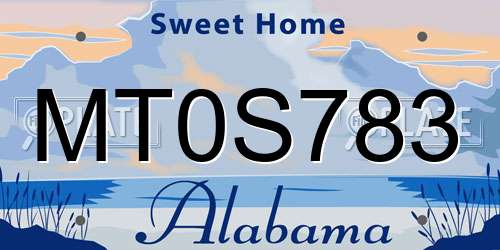 MT0S783 Alabama License Plate