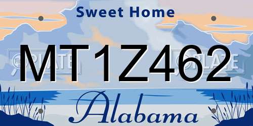 MT1Z462 Alabama License Plate