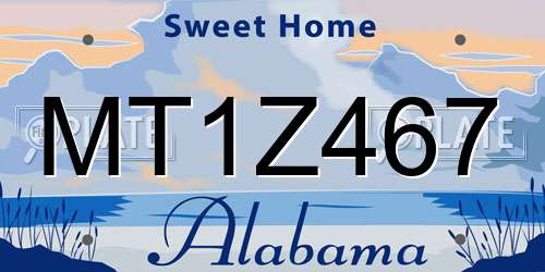 MT1Z467 Alabama License Plate