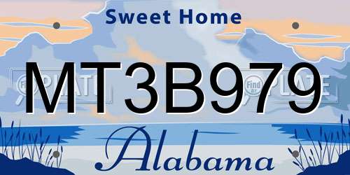 MT3B979 Alabama License Plate