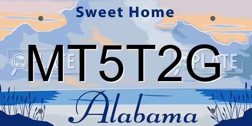MT5T2G Alabama License Plate