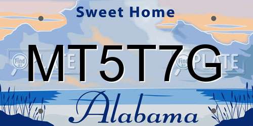 MT5T7G Alabama License Plate