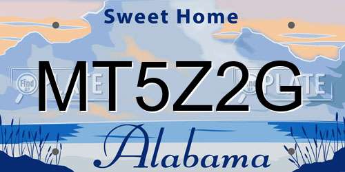 MT5Z2G Alabama License Plate